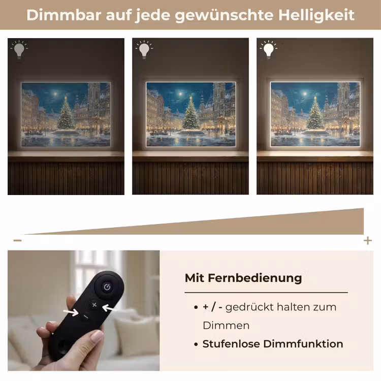 Kerstnacht - Stadsplein - Meerkleurig Light Box met batterij (Wandlamp) middel -USP_dimbaarDE