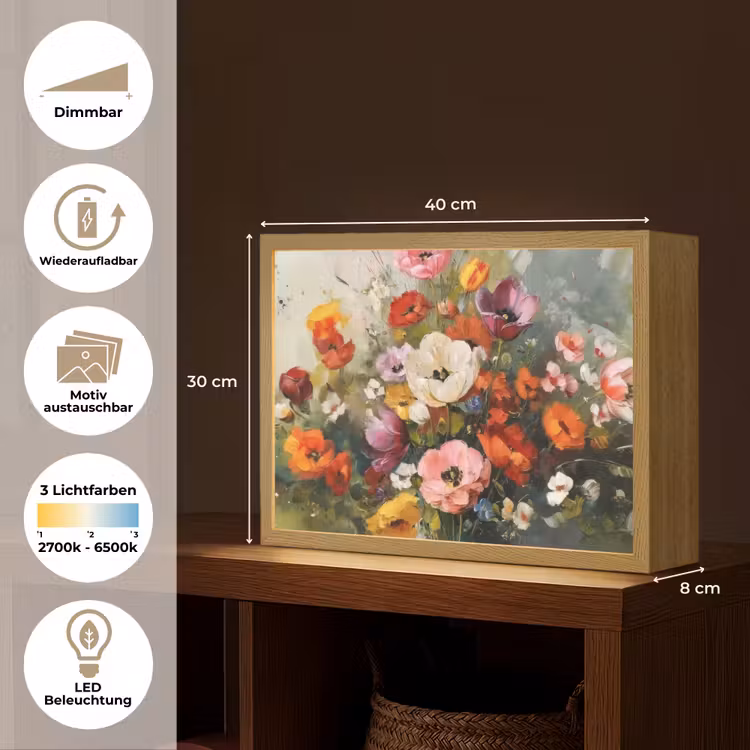 Vrolijk boeket - Dynamisch - Subtiele kleurspatten Light Box met batterij (Wandlamp) middel -USP_websiteoverzichtDE