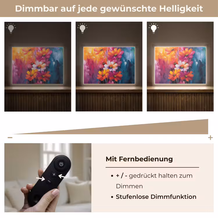 Felle bloemen - Dynamisch - Levendig Light Box met batterij (Wandlamp) middel -USP_dimbaarDE