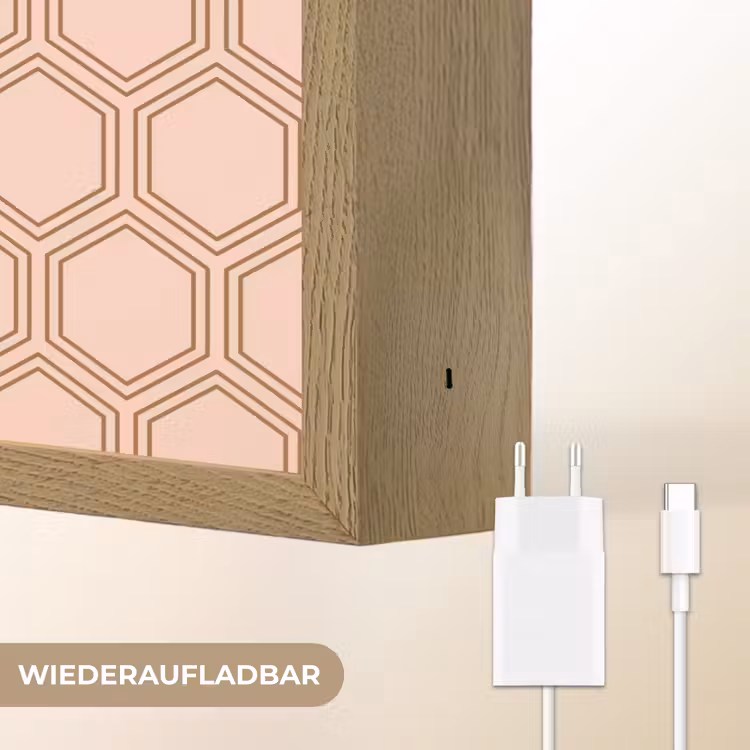 Lichtroze - Patroon - Symmetrisch Light Box met batterij (Wandlamp) middel 907 -USP_websiteoplaadbaarDE