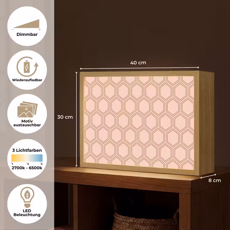 Lichtroze - Patroon - Symmetrisch Light Box met batterij (Wandlamp) middel 907 -USP_websiteoverzichtDE