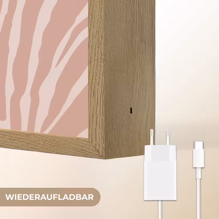 Lichtroze - Zebra - Patroon - Donkerroze Light Box met batterij (Wandlamp) middel 907 -USP_websiteoplaadbaarDE