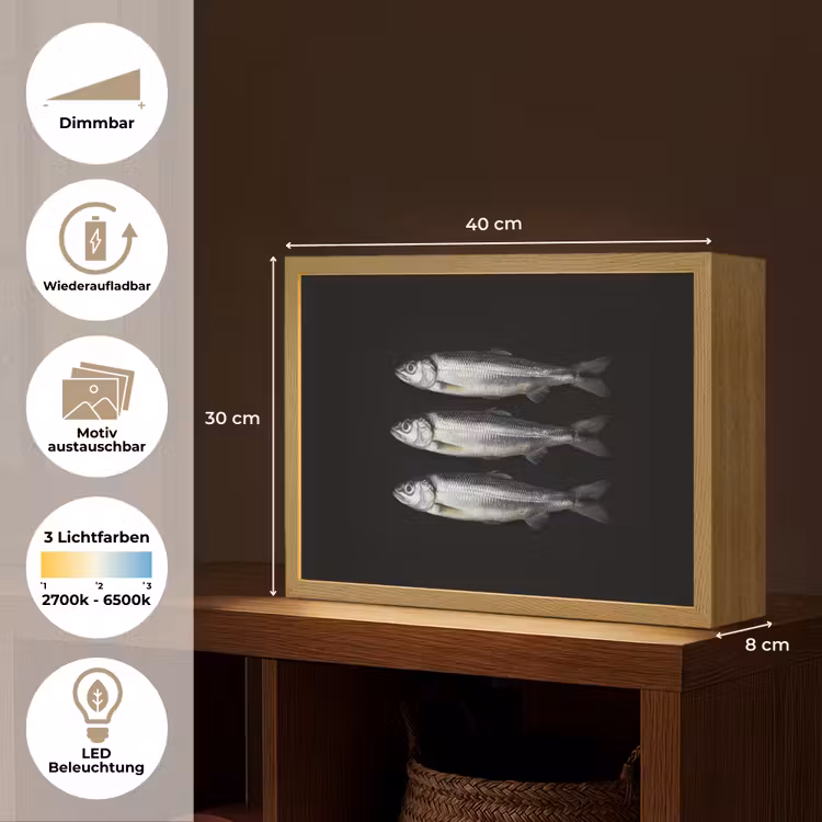 Haring - Vissen - Zwart Light Box met batterij (Wandlamp) middel -USP_websiteoverzichtDE