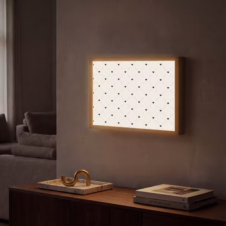Hart - Dotline - Wit - Zwart Light Box met batterij (Wandlamp) middel 907 -sfeer1