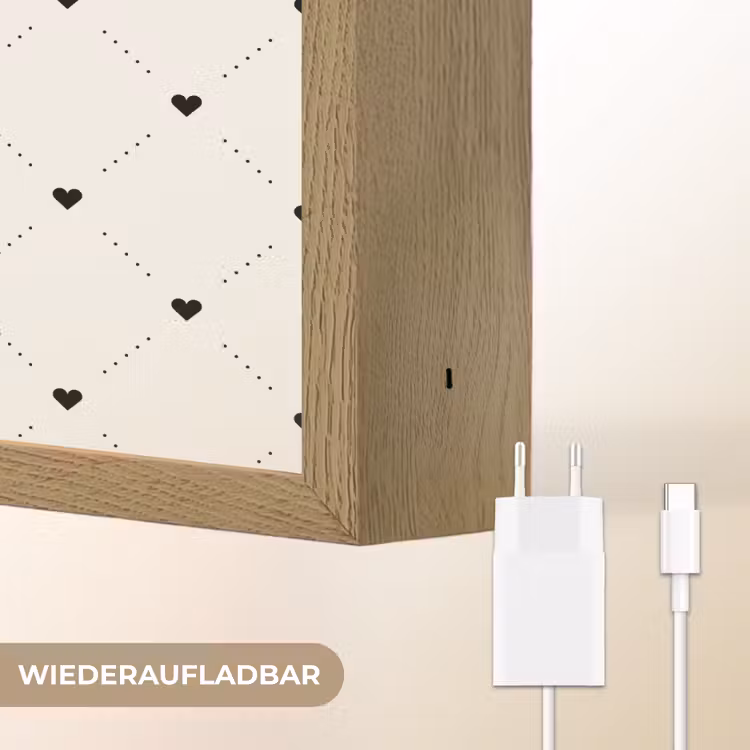 Hart - Dotline - Wit - Zwart Light Box met batterij (Wandlamp) middel 907 -USP_websiteoplaadbaarDE
