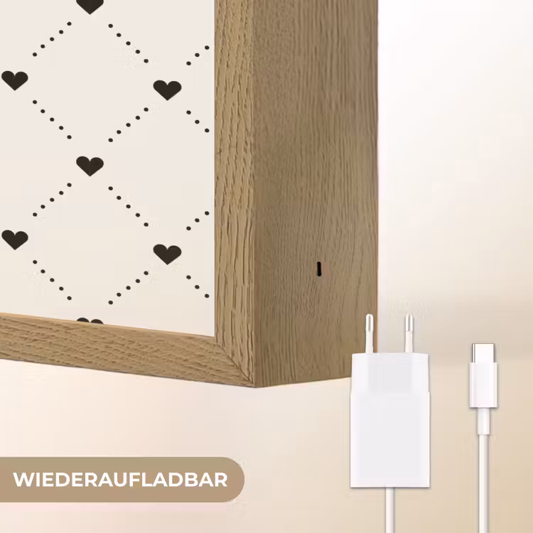 Hart - Dotline - Wit - Zwart Light Box met batterij (Wandlamp) middel 907 -USP_websiteoplaadbaarDE