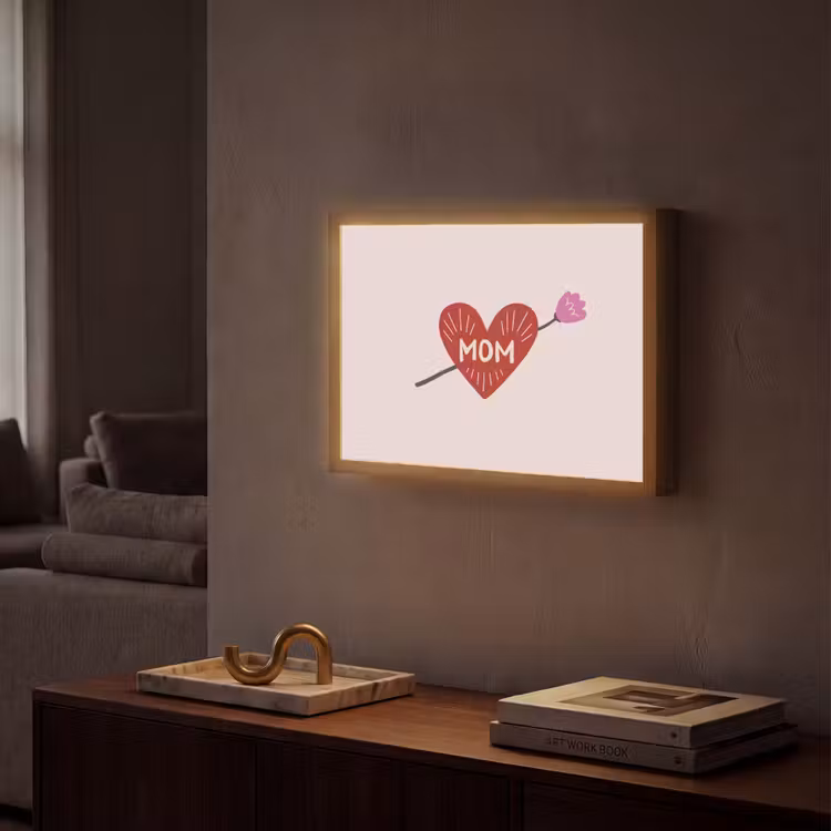 Hart - Rood - Bloem - Moeder Light Box met batterij (Wandlamp) middel -sfeer1