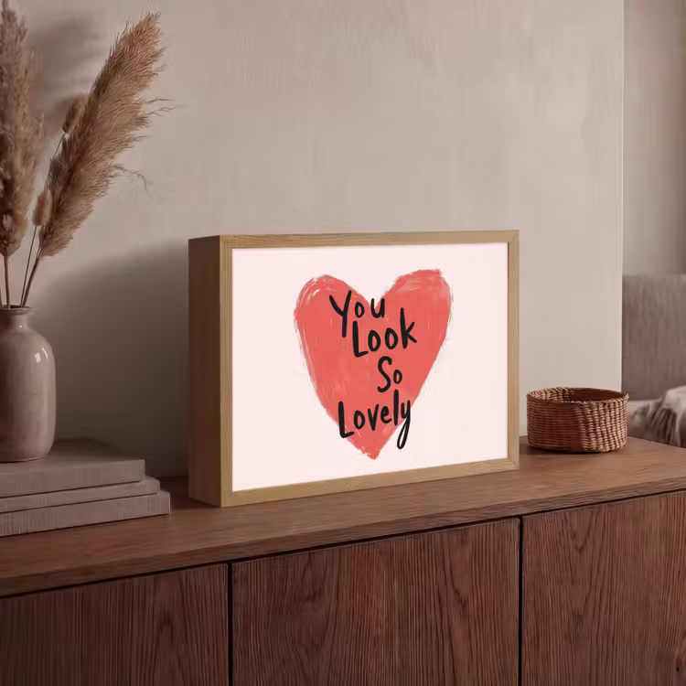 Hart - Rood - Valentijn Light Box met batterij (Wandlamp) middel -sfeer2