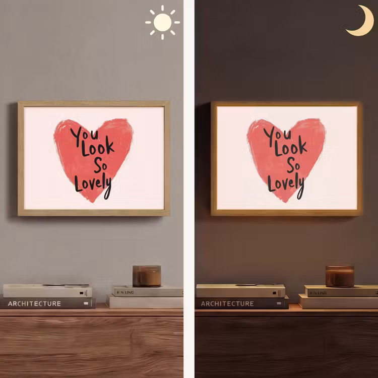 Hart - Rood - Valentijn Light Box met batterij (Wandlamp) middel -sfeer3