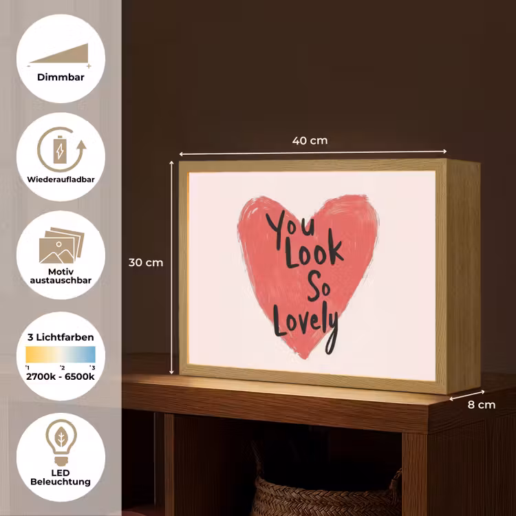 Hart - Rood - Valentijn Light Box met batterij (Wandlamp) middel -USP_websiteoverzichtDE