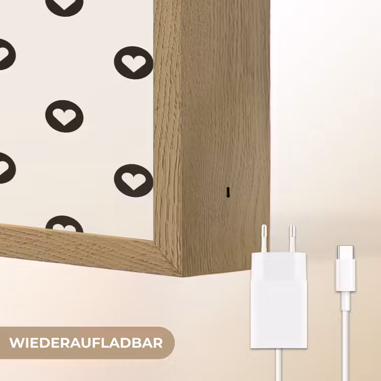 Hart - Rond - Wit - Zwart Light Box met batterij (Wandlamp) middel 907 -USP_websiteoplaadbaarDE
