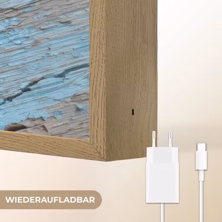 Hart - Touw - Hout - Rustiek Light Box met batterij (Wandlamp) middel -USP_websiteoplaadbaarDE