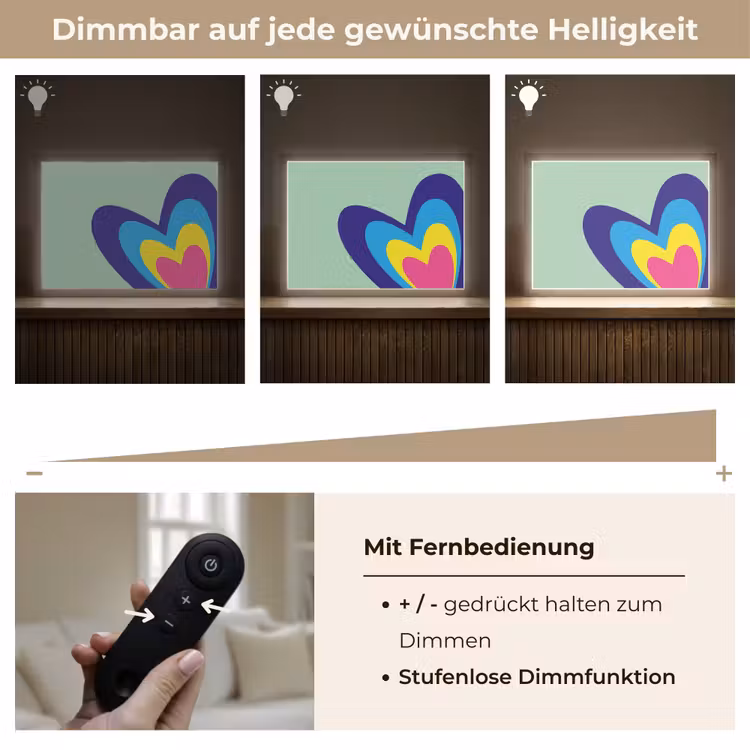 Hartjes - Kleurrijk - Valentijn Light Box met batterij (Wandlamp) middel -USP_dimbaarDE