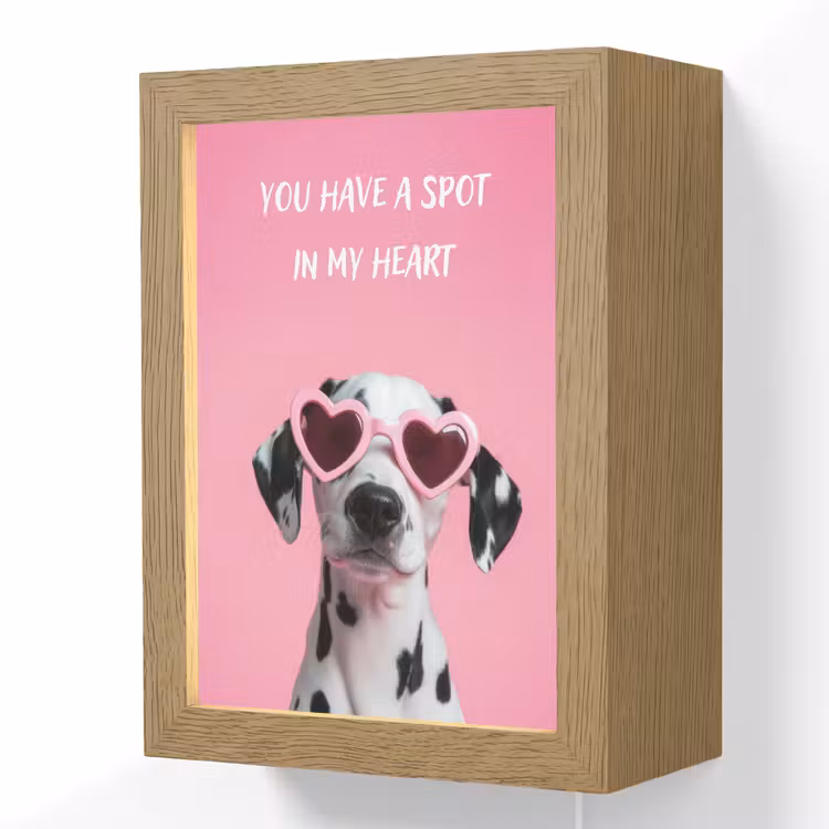 Hartjes - Hond - Valentijn - Roze Light Box met kabel (Wandlamp) klein -3d
