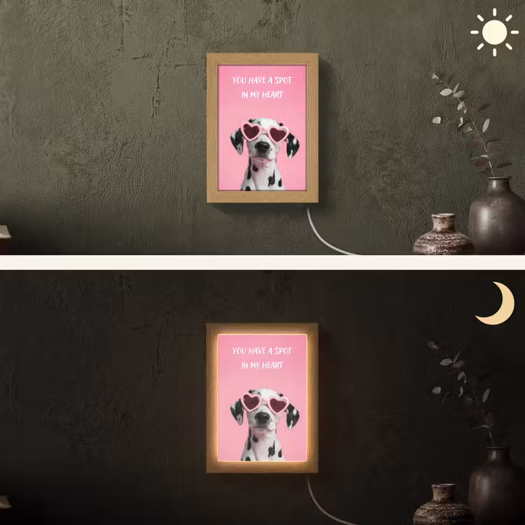 Hartjes - Hond - Valentijn - Roze Light Box met kabel (Wandlamp) klein -sfeer3
