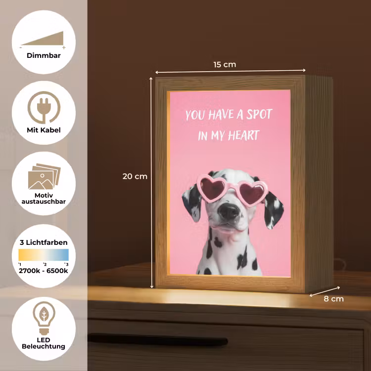 Hartjes - Hond - Valentijn - Roze Light Box met kabel (Wandlamp) klein -USP_websiteoverzichtDE