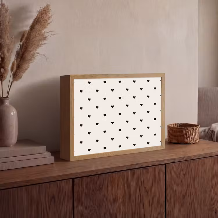 Harten - Liefde - Zwart - Wit Light Box met batterij (Wandlamp) middel 907 -sfeer2