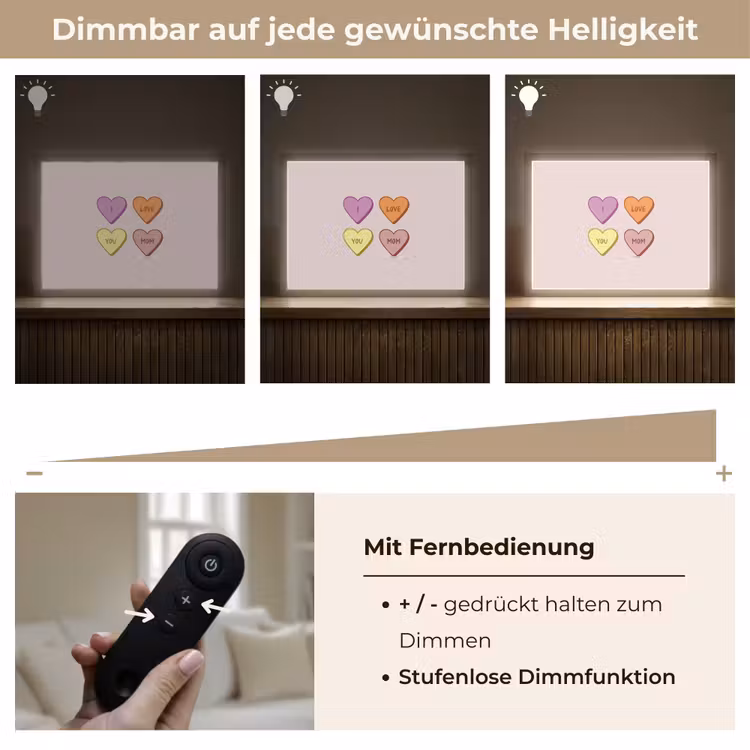 Hartjes - Pastel - Liefde - Moeder Light Box met batterij (Wandlamp) middel -USP_dimbaarDE