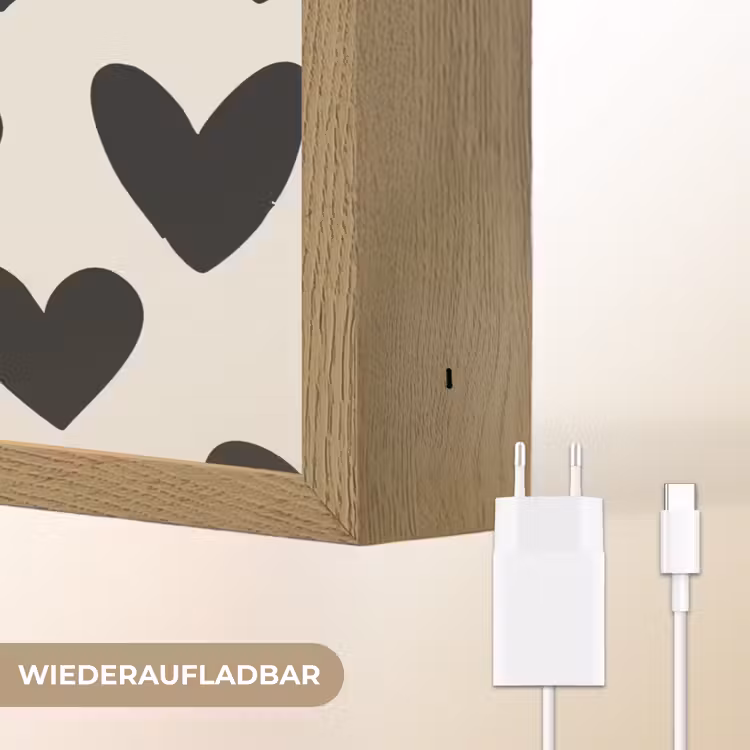 Hartjes - Zwart - Beige Light Box met batterij (Wandlamp) middel -USP_websiteoplaadbaarDE