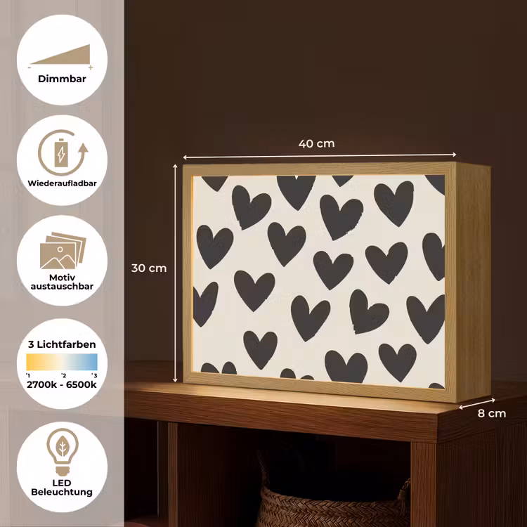 Hartjes - Zwart - Beige Light Box met batterij (Wandlamp) middel -USP_websiteoverzichtDE