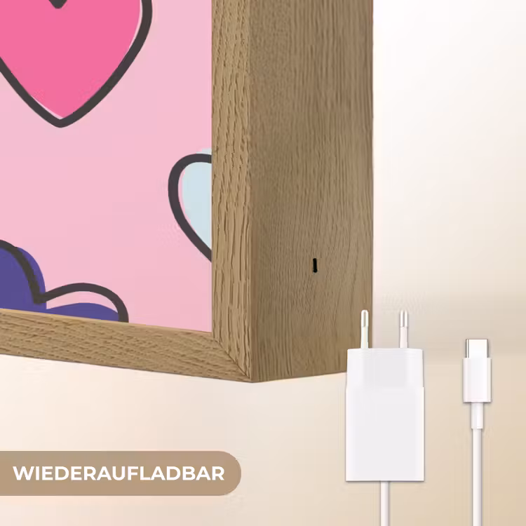 Hartjes - Valentijn - Patroon - Kleurrijk Light Box met batterij (Wandlamp) middel -USP_websiteoplaadbaarDE