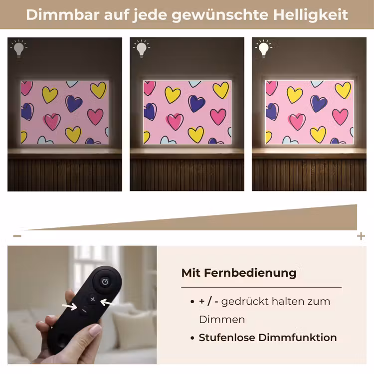 Hartjes - Valentijn - Patroon - Kleurrijk Light Box met batterij (Wandlamp) middel -USP_dimbaarDE