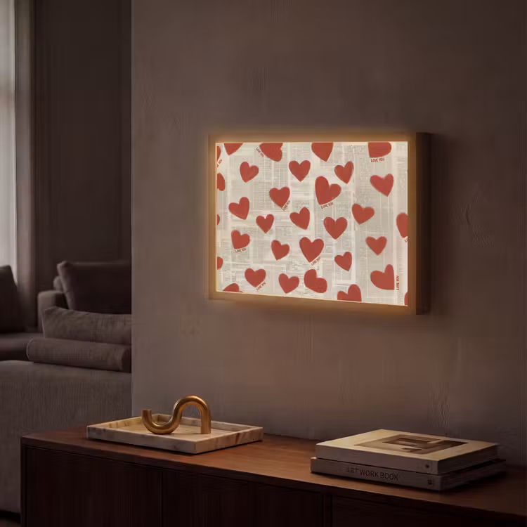 Hartjes - Krant - Loveyou Light Box met batterij (Wandlamp) middel -sfeer1