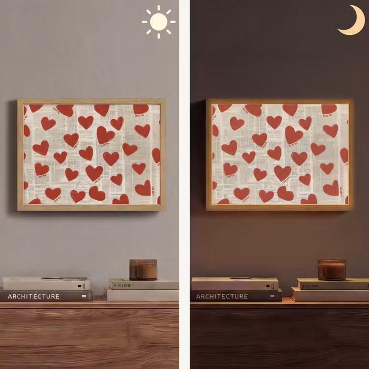 Hartjes - Krant - Loveyou Light Box met batterij (Wandlamp) middel -sfeer3