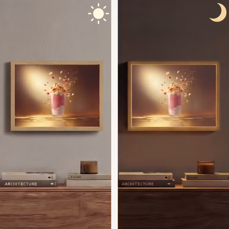 Framboos - Smoothie - Drinken - Roze Light Box met batterij (Wandlamp) middel -sfeer3