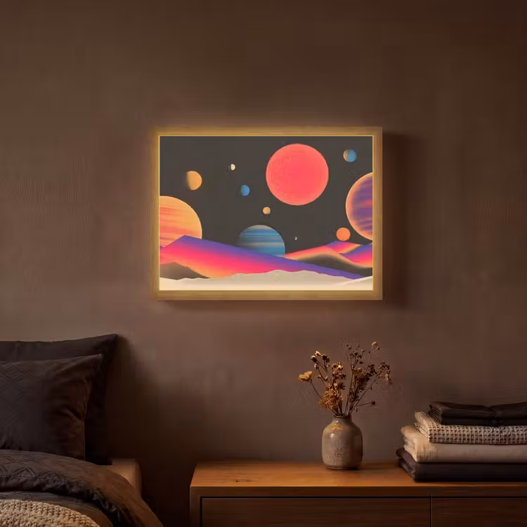 Hemel - Planeten - Felgekleurd Light Box met batterij (Wandlamp) middel -sfeer4