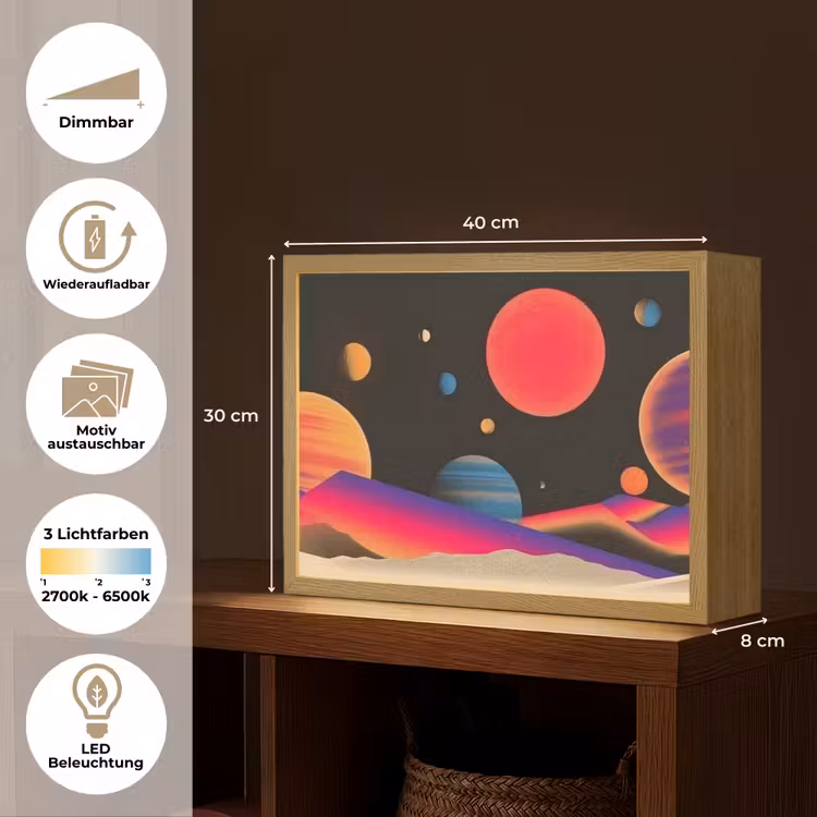 Hemel - Planeten - Felgekleurd Light Box met batterij (Wandlamp) middel -USP_websiteoverzichtDE