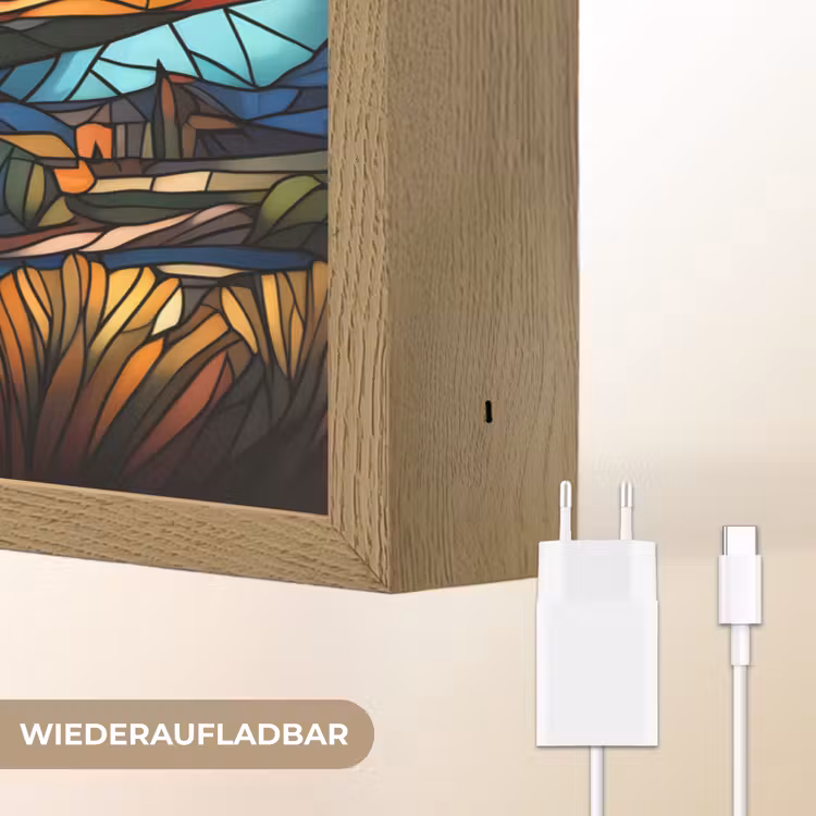 Hemel - Sterren - Mozaïek - Huizen Light Box met batterij (Wandlamp) middel -USP_websiteoplaadbaarDE