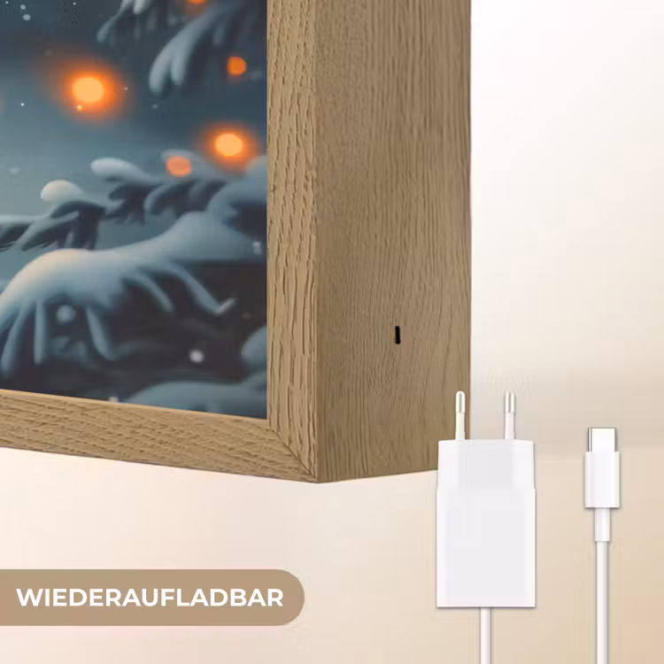 Hert - Kerst - Winter - Sneeuw - Kerstkrans Light Box met batterij (Wandlamp) middel -USP_websiteoplaadbaarDE