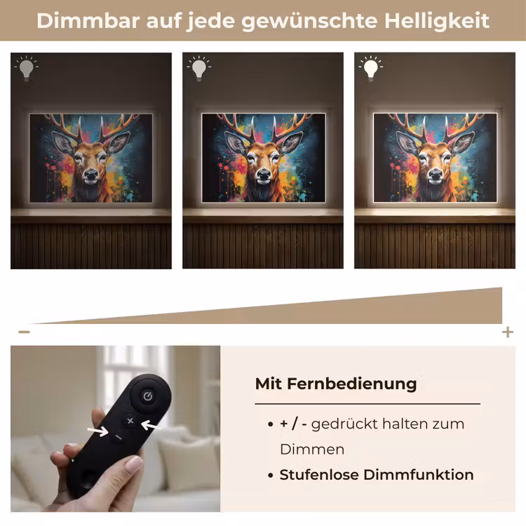 Hert - Graffiti - Dieren - Kleuren Light Box met batterij (Wandlamp) middel -USP_dimbaarDE
