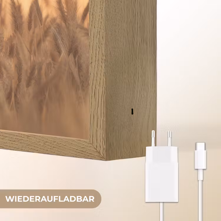 Hert - Graanveld - Bruin Light Box met batterij (Wandlamp) middel -USP_websiteoplaadbaarDE