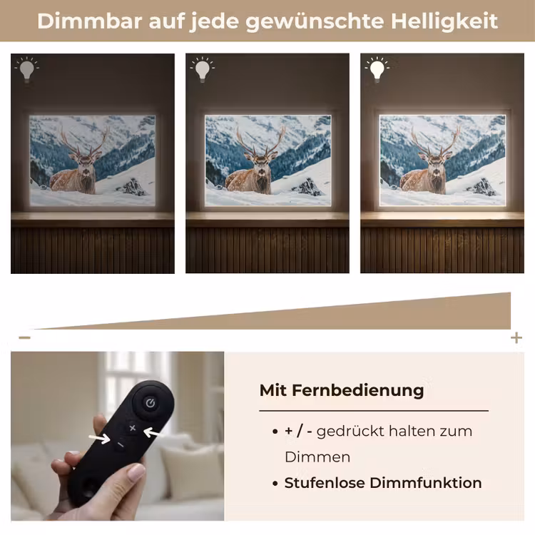 Hert - Landschap - Winter - Natuur - Dieren - Bergen Light Box met batterij (Wandlamp) middel -USP_dimbaarDE