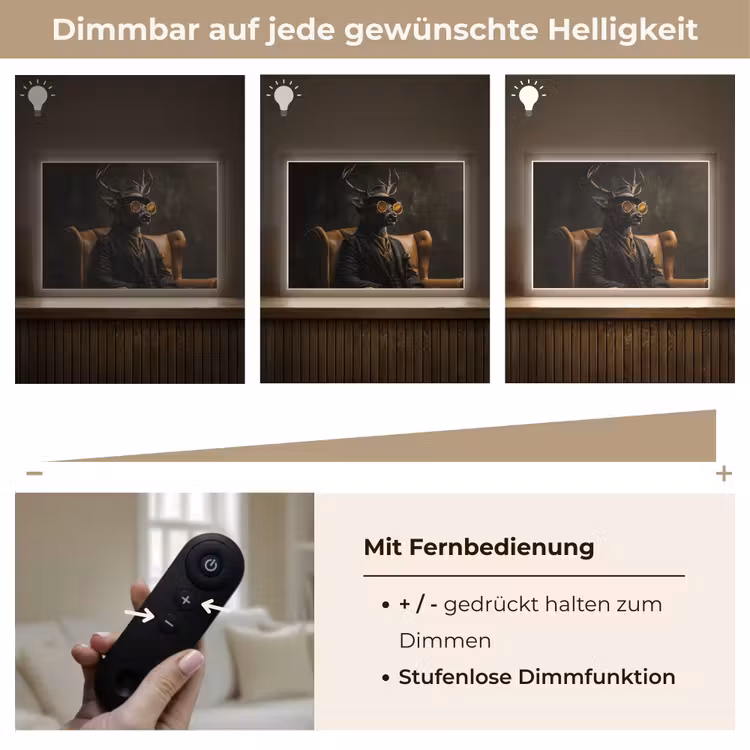 Hert - Zonnebril - Zwart - Pak Light Box met batterij (Wandlamp) middel -USP_dimbaarDE