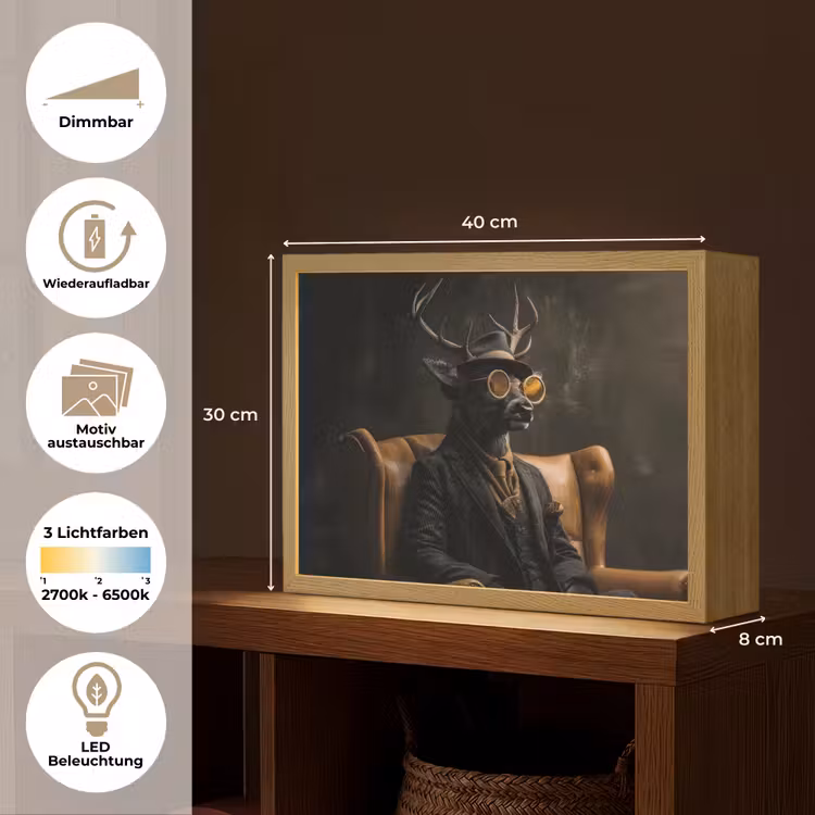 Hert - Zonnebril - Zwart - Pak Light Box met batterij (Wandlamp) middel -USP_websiteoverzichtDE
