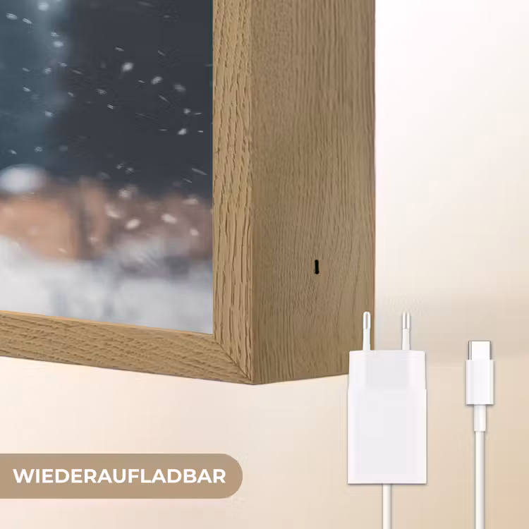 Hert - Dieren - Landschap - Winter - Sneeuw Light Box met batterij (Wandlamp) middel -USP_websiteoplaadbaarDE