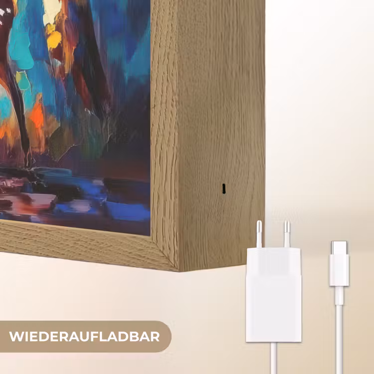 Hert - Bosdieren - Natuur - Kunst Light Box met batterij (Wandlamp) middel -USP_websiteoplaadbaarDE