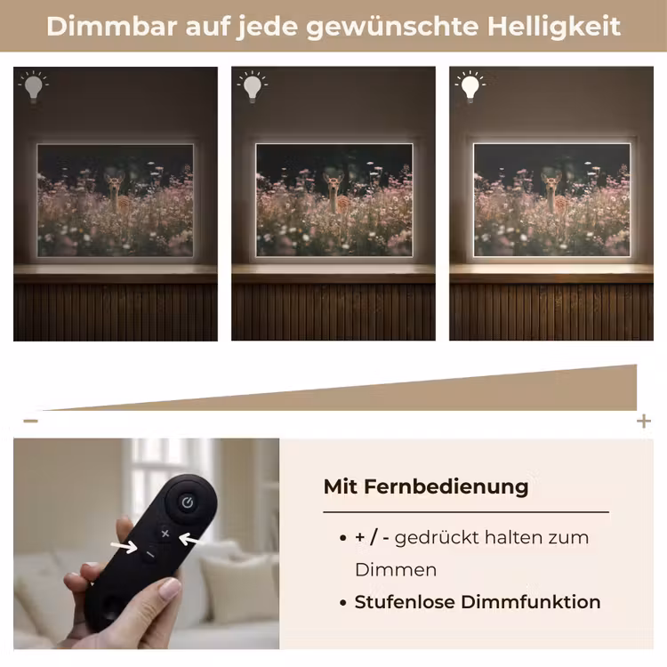 Hert - Wilde bloemen - Bos Light Box met batterij (Wandlamp) middel -USP_dimbaarDE