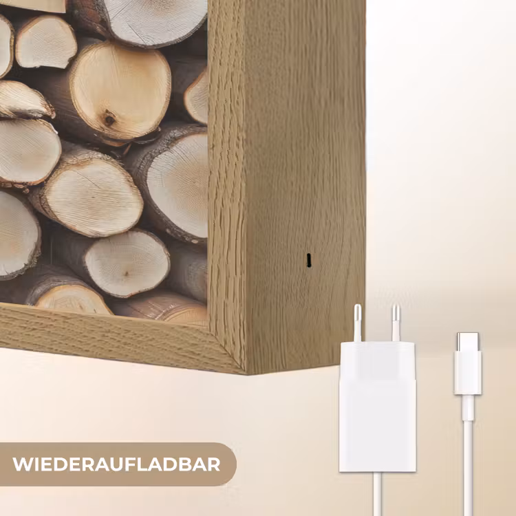Hout - Boomstammen - Textuur Light Box met batterij (Wandlamp) middel -USP_websiteoplaadbaarDE