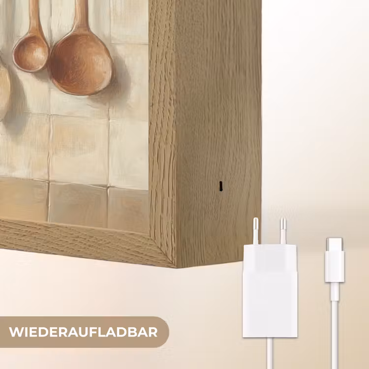Hout - Keukengerei - Stilleven - Tegels Light Box met batterij (Wandlamp) middel -USP_websiteoplaadbaarDE