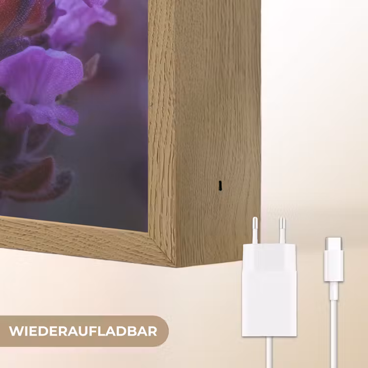 Honingbij - Paarse bloemen - Details Light Box met batterij (Wandlamp) middel -USP_websiteoplaadbaarDE