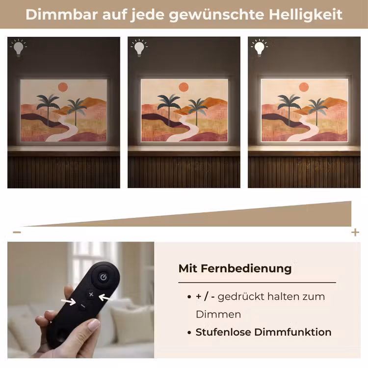 Heuvels - Palmbomen - Abstract Light Box met batterij (Wandlamp) middel -USP_dimbaarDE