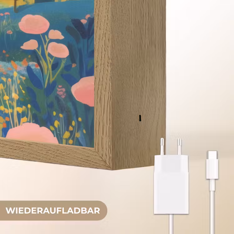 Heuvellandschap - Fantasierijk - Kleurcontrasten Light Box met batterij (Wandlamp) middel -USP_websiteoplaadbaarDE