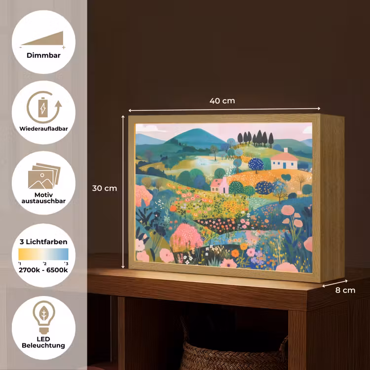 Heuvellandschap - Fantasierijk - Kleurcontrasten Light Box met batterij (Wandlamp) middel -USP_websiteoverzichtDE