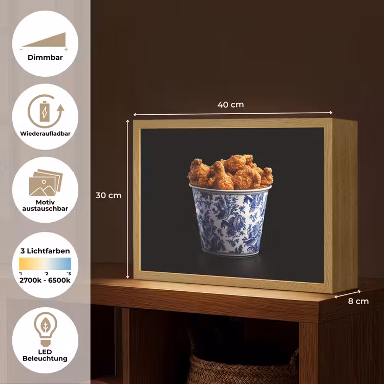 Kip - Bucket - Delfts blauw - Lekker Light Box met batterij (Wandlamp) middel -USP_websiteoverzichtDE