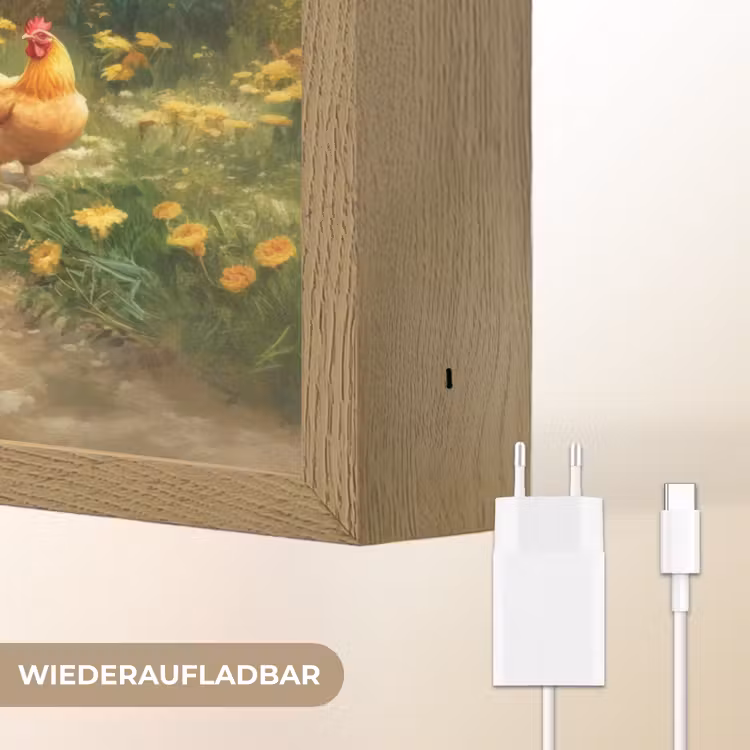 Kippen - Landelijke rust - Natuur Light Box met batterij (Wandlamp) middel -USP_websiteoplaadbaarDE