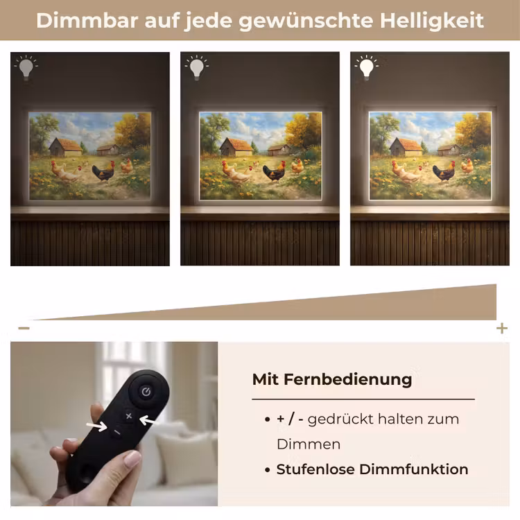 Kippen - Landelijke rust - Natuur Light Box met batterij (Wandlamp) middel -USP_dimbaarDE